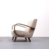 1930 Jindrich Halabala Bentwood Armchair in Beige Buckle