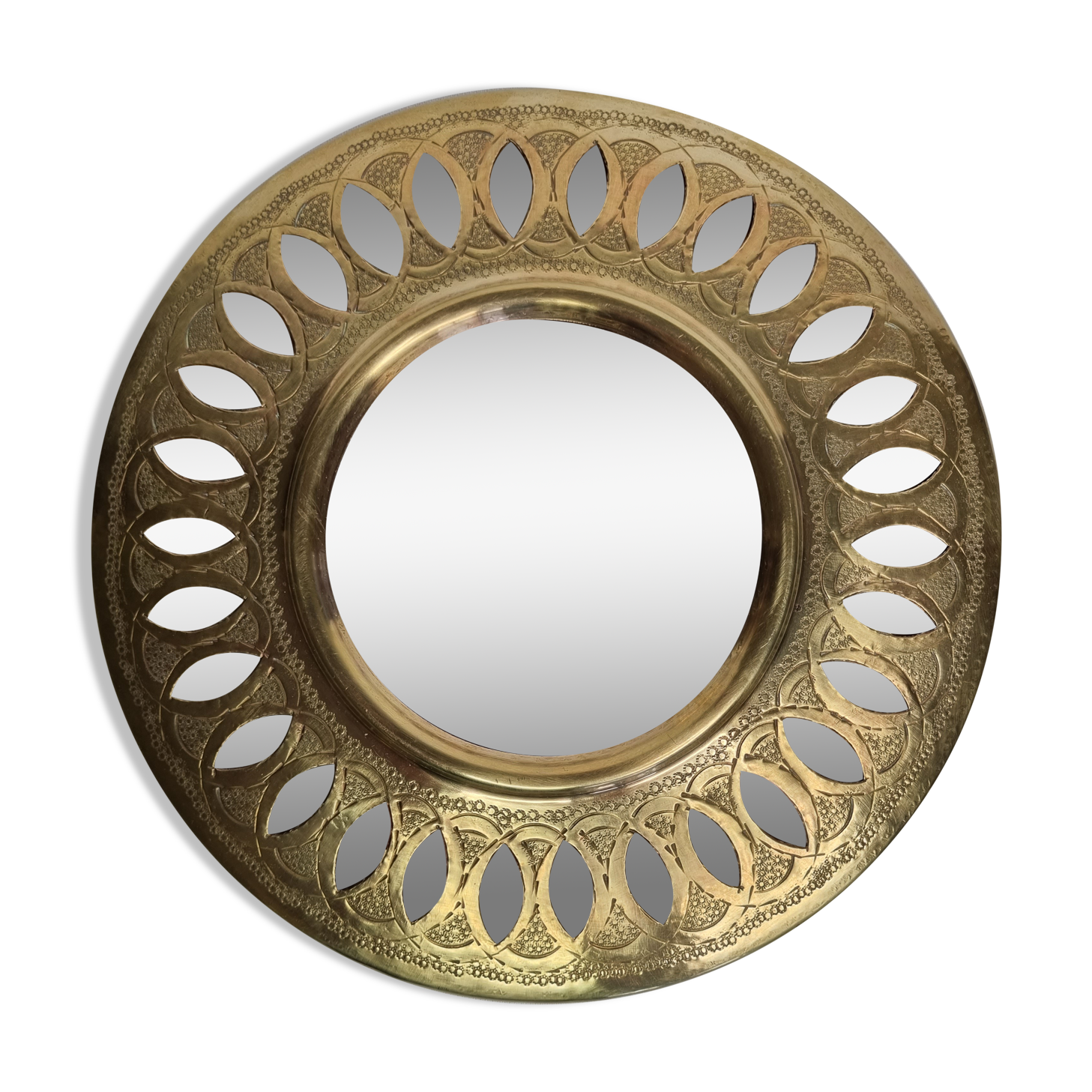 Vintage Moroccan mirror, openwork round, 23 cm