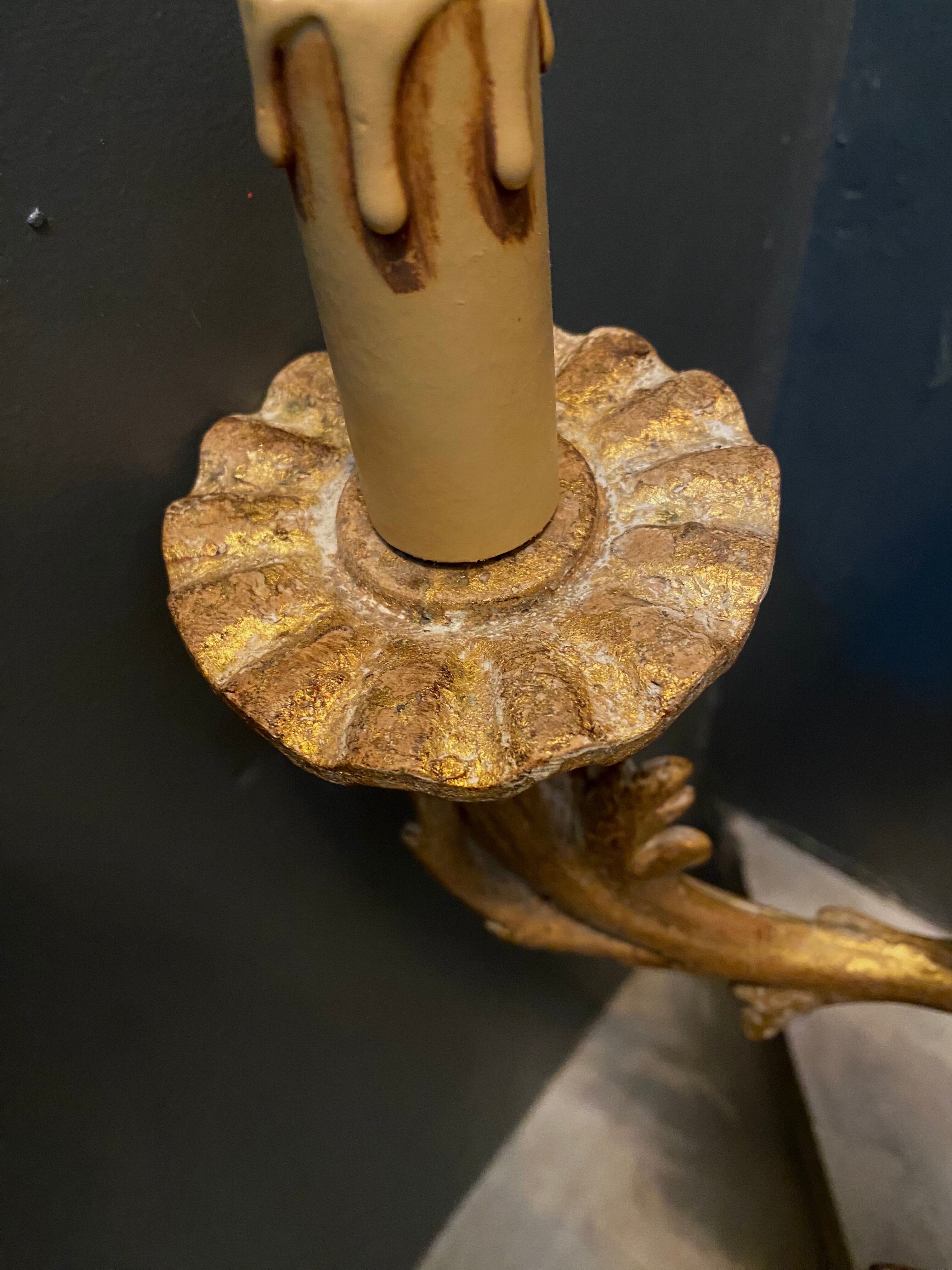 Golden wood wall light
