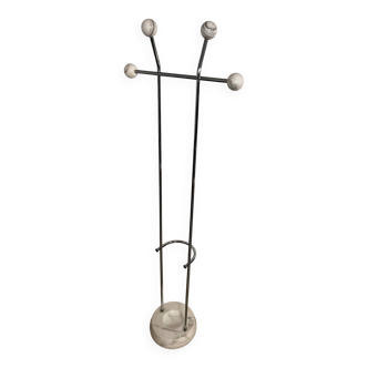 Vintage Coat Rack in Chrome and Carrara Marble Italian design 1970s
