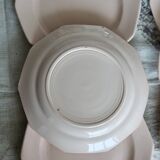 6 assiettes à dessert vintage faïence rose pâle – Forme octogonale
