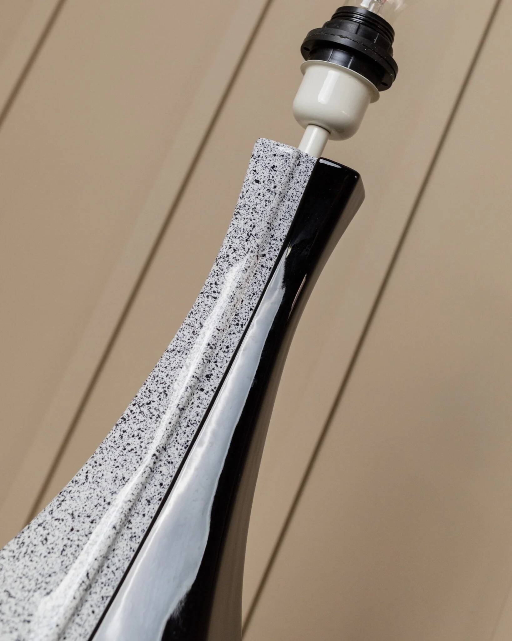 Black and White Ceramic Lamp - Handmade in Italy, Memphis Style Modern Bedside Light
