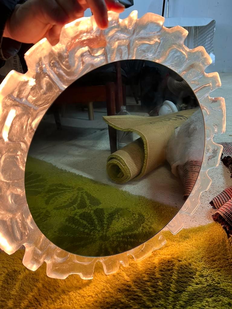 Miroir vintage avec éclairage verre glacé Hillebrand 48cm