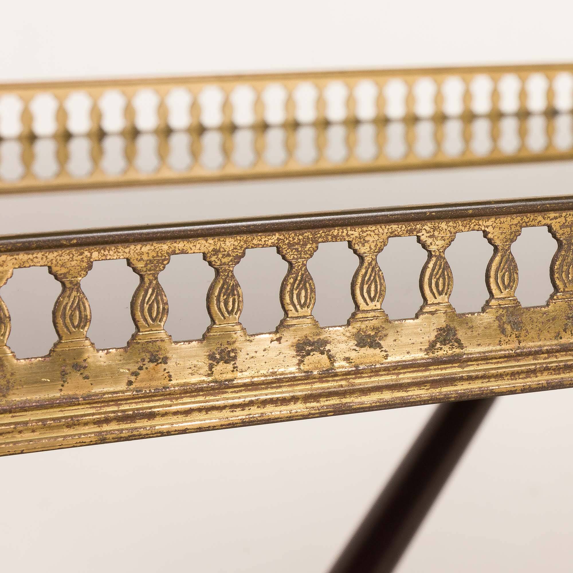 Italian mid century brass bar cart, serving trolley, 1960s