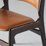 Suite de 4 chaises modèle 89 en teck et cuir par Erik Buch pour Pol Dinesen, Danemark, 1960's