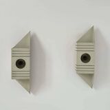 Pair of vintage wall lights, matt white lacquered metal, France 1970
