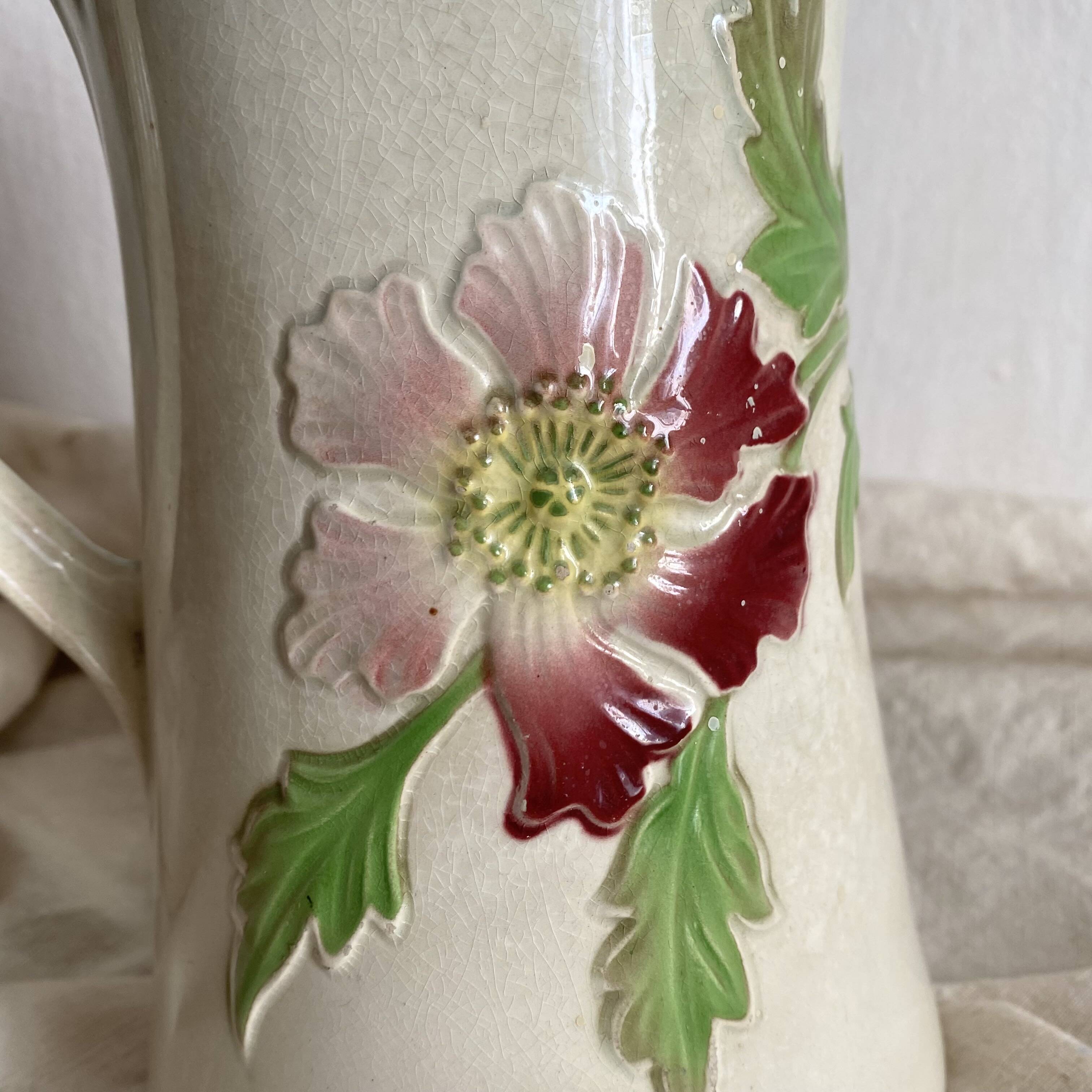 Antique pitcher in St Clément art nouveau slip