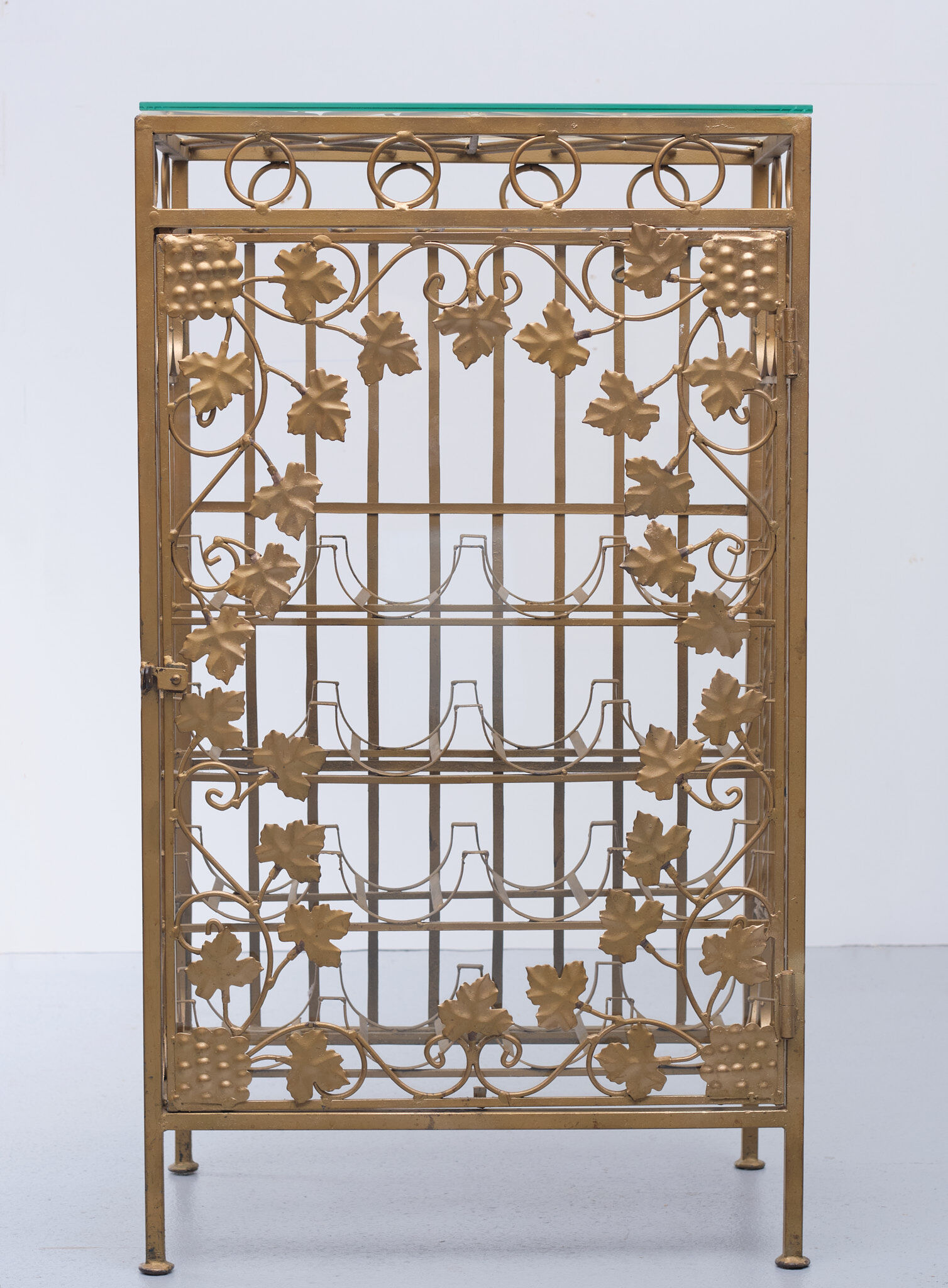 Gold metal wine rack or cocktail bar, 1950s, italy