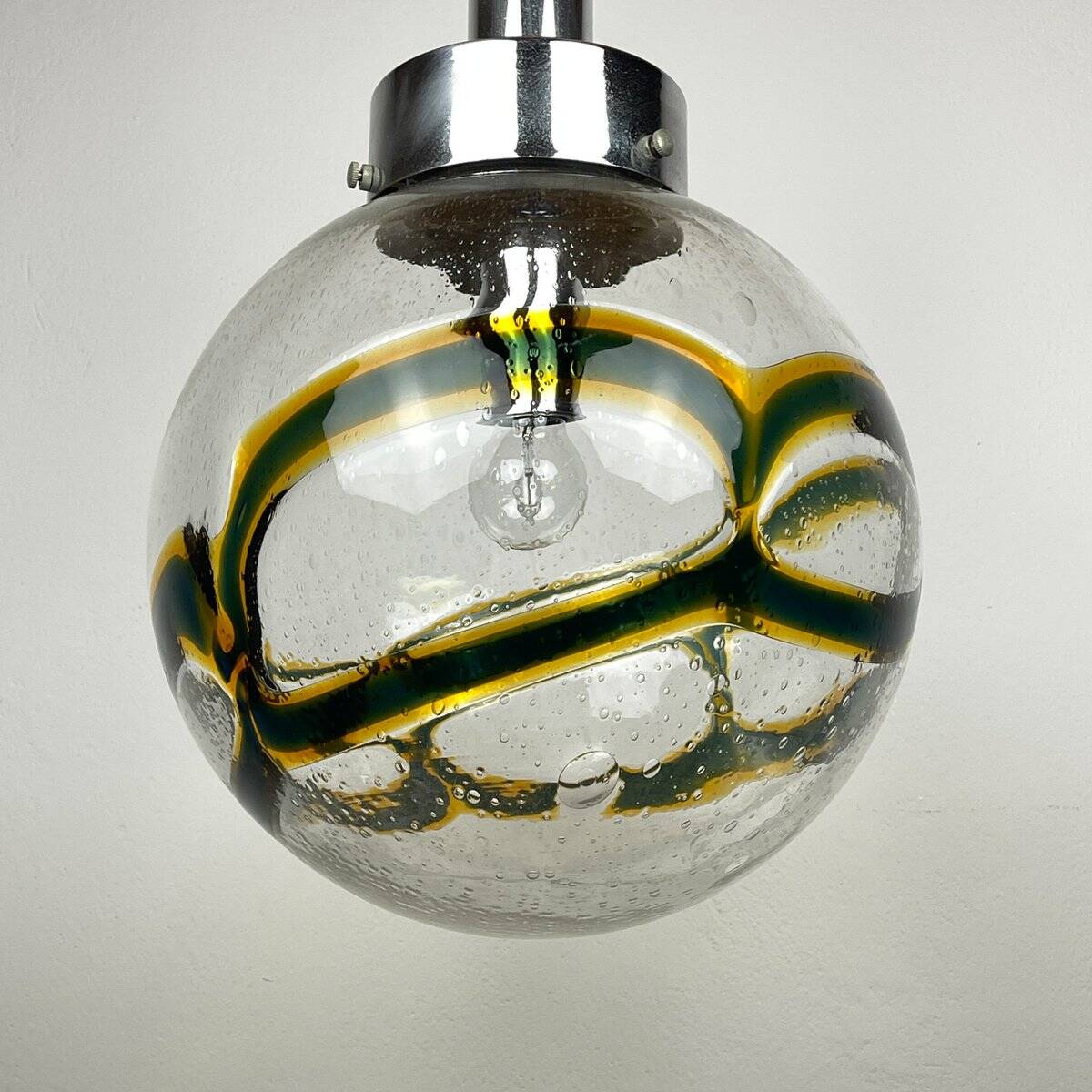 Large vintage swirling Murano glass pendant light, 1970s