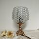Golden metal foot lamp, twisted glass, vintage