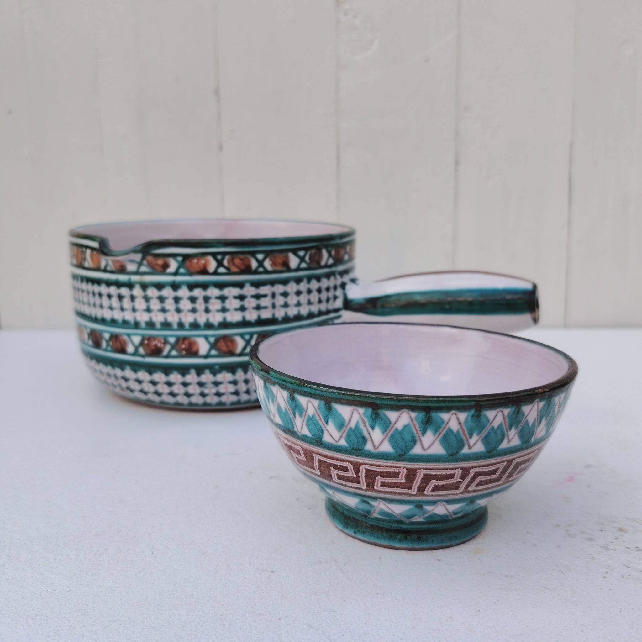 Casserole and ceramic bowl, Robert Picault, Vallauris