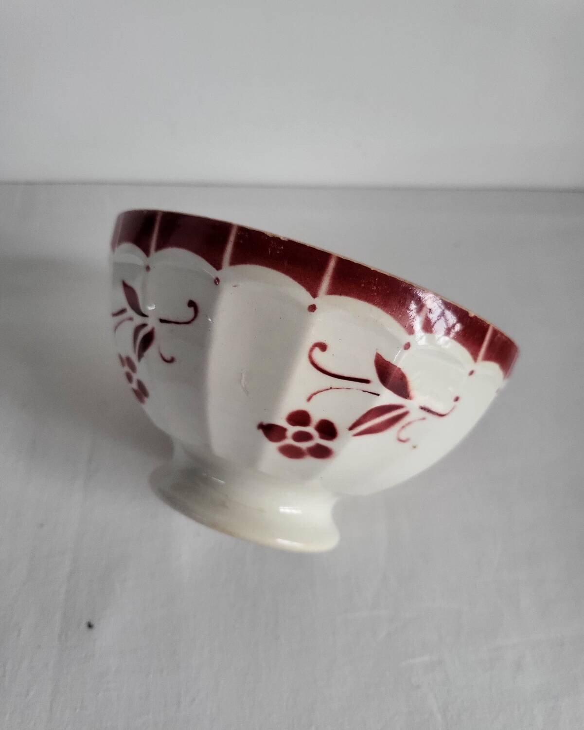 Antique faceted earthenware bowl, Digoin Badonviller