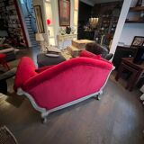 Red velvet sofa