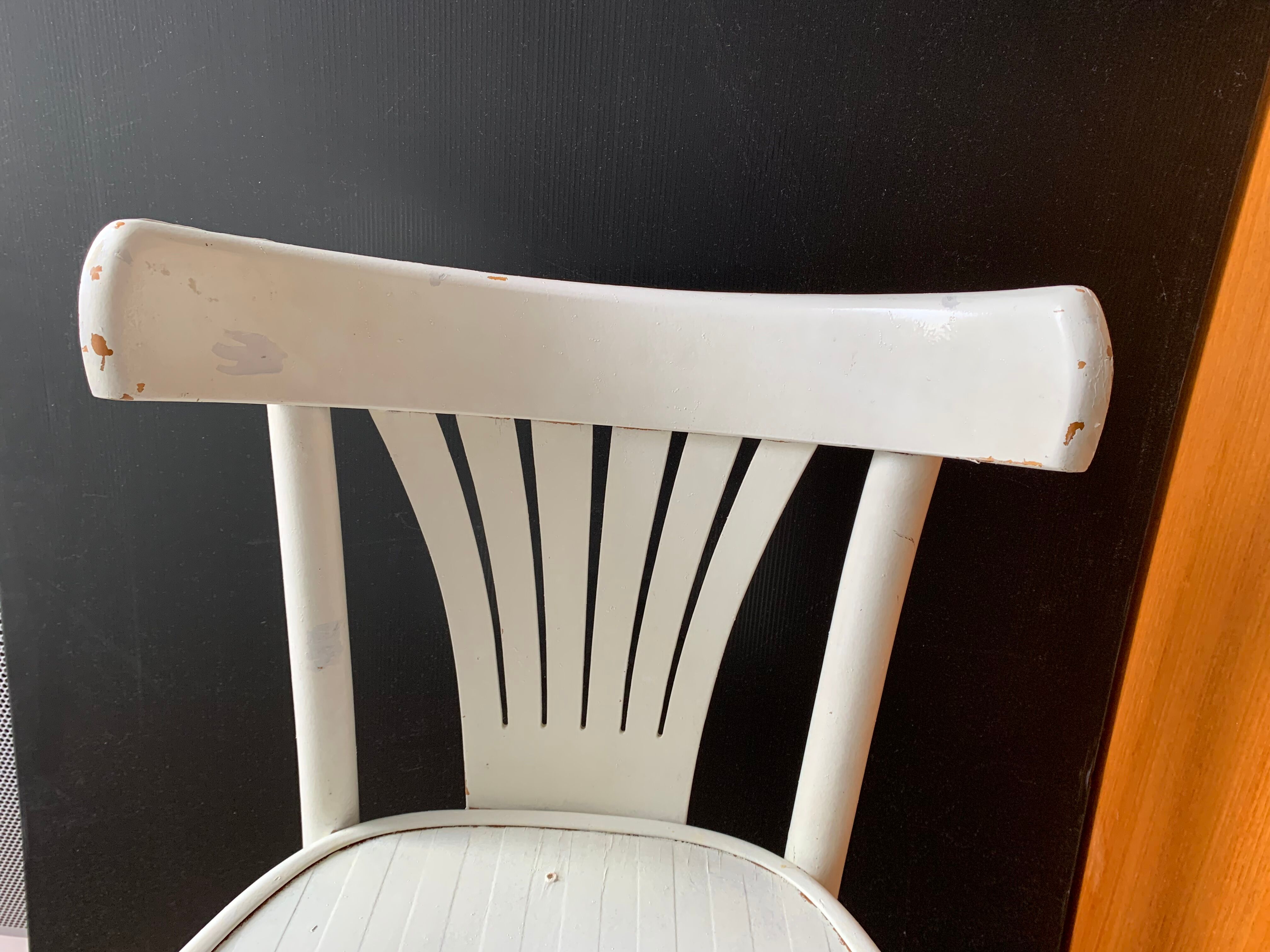 Vintage white lacquered bistro chair