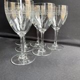 6 wine glasses - Art Deco - 1/2 blown and cut crystal