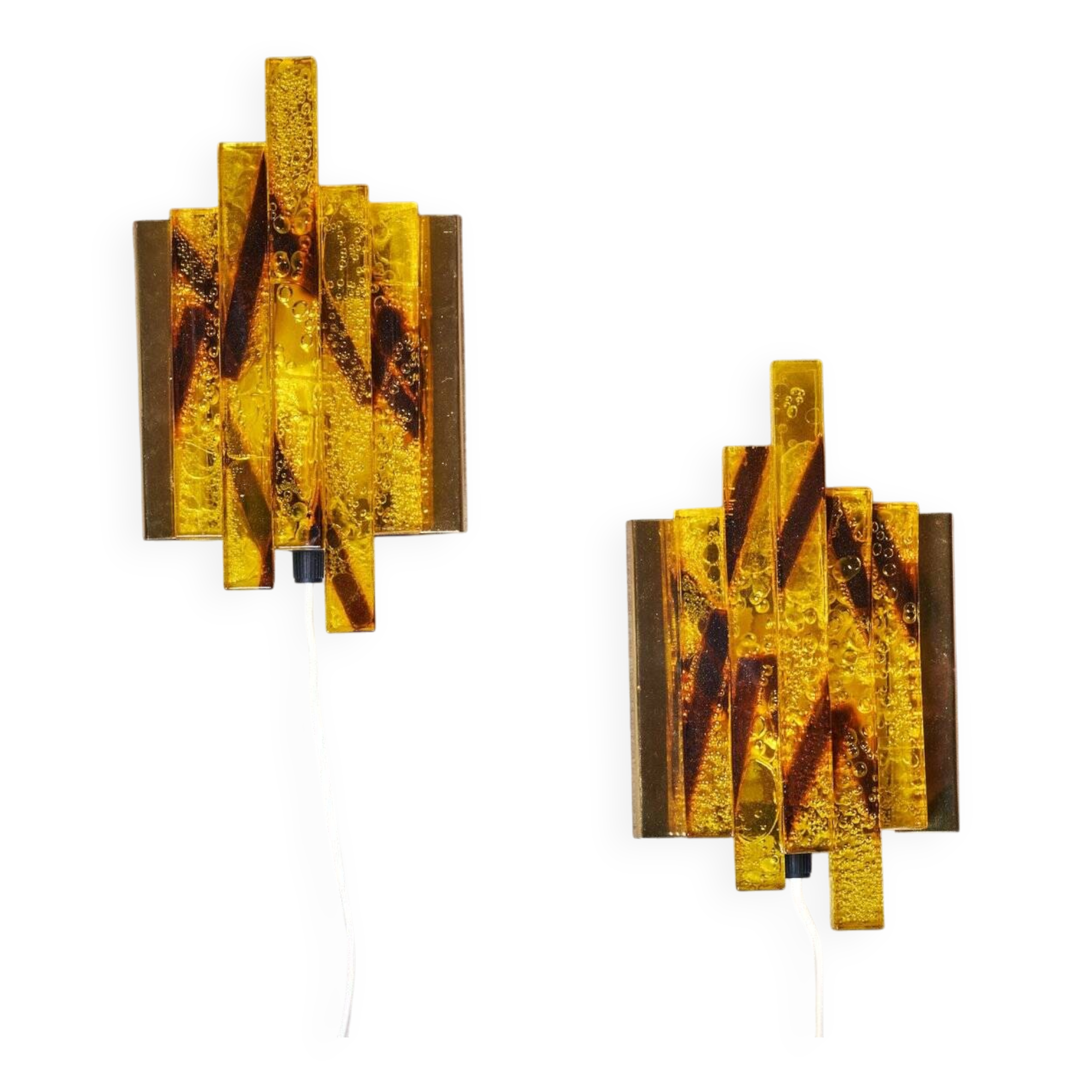 Mid-Century Crystal Glass Wall Lights, Denmark, Set of 2