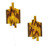 Mid-Century Crystal Glass Wall Lights, Denmark, Set of 2