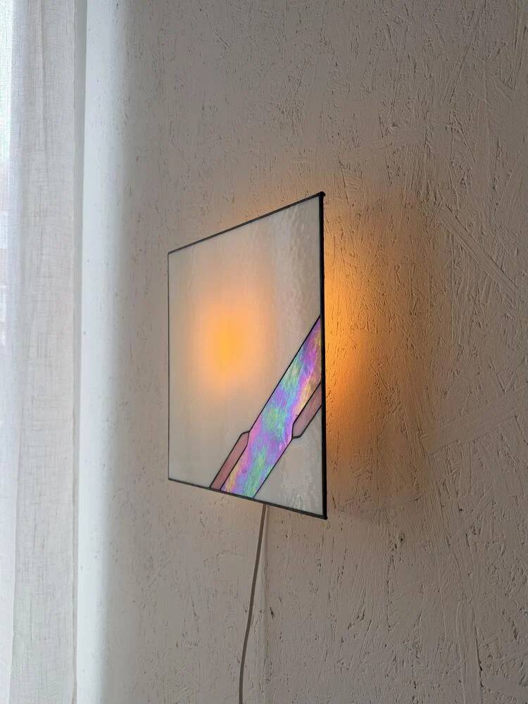 Architectural stained glass wall lamp with textured glass