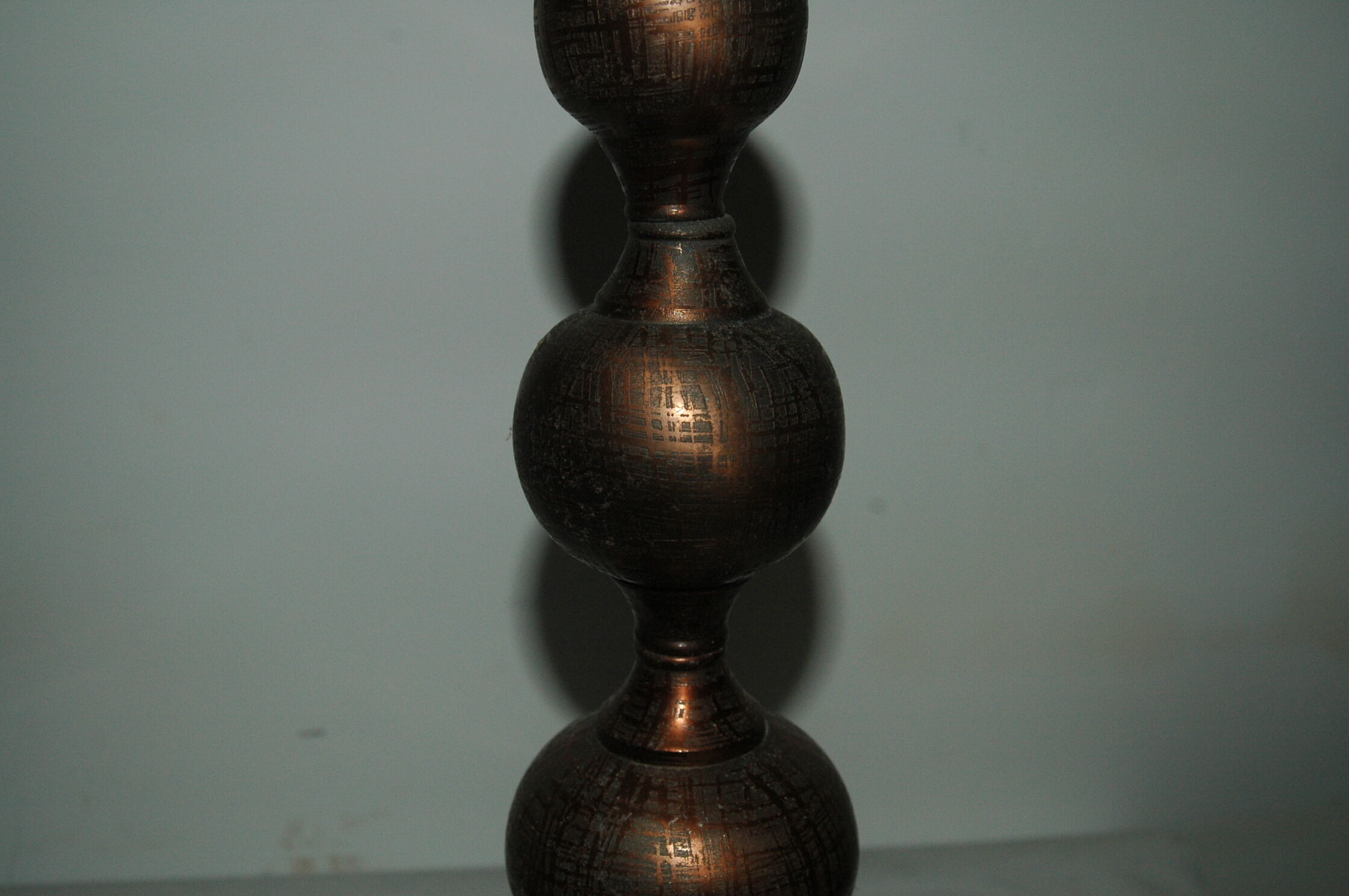 Pair of brutalist aluminum and copper candle holder