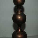 Pair of brutalist aluminum and copper candle holder