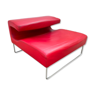 Low seat armchair moroso patricia urquiola red leather rosso ferrari vintage 1999