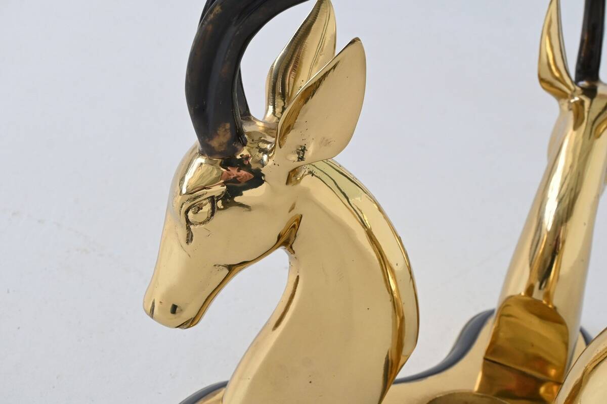 Hollywood Regency style coffee table brass antelope France 1970