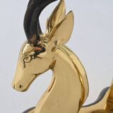 Hollywood Regency style coffee table brass antelope France 1970