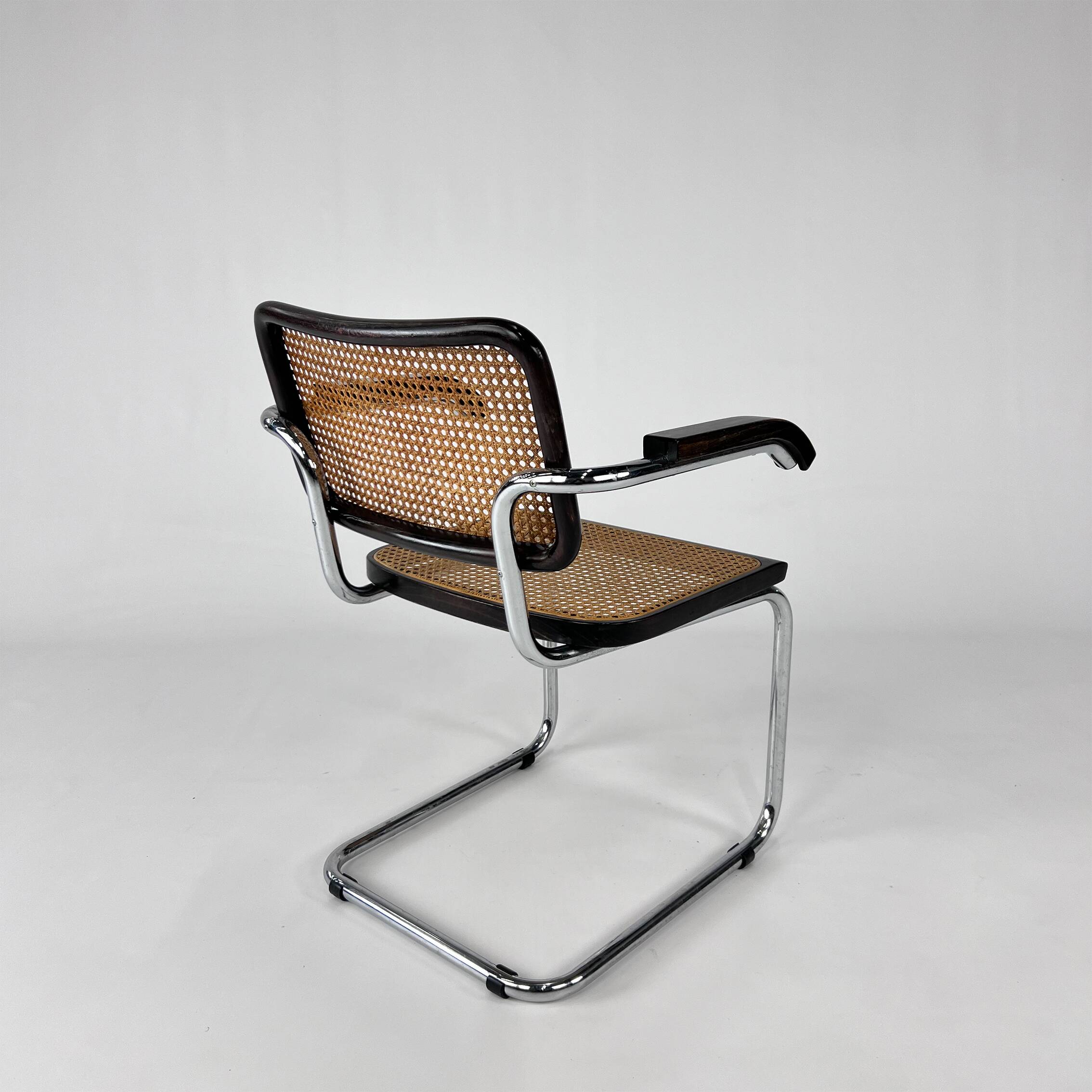 Tubular Frame and Cane Cantilever Dining Chair, Italy, 1970s