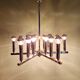 Chrome metal Space Age chandelier, 18 light points, 1970.