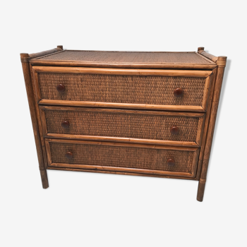 Dresser in rattan and caning 60-70s