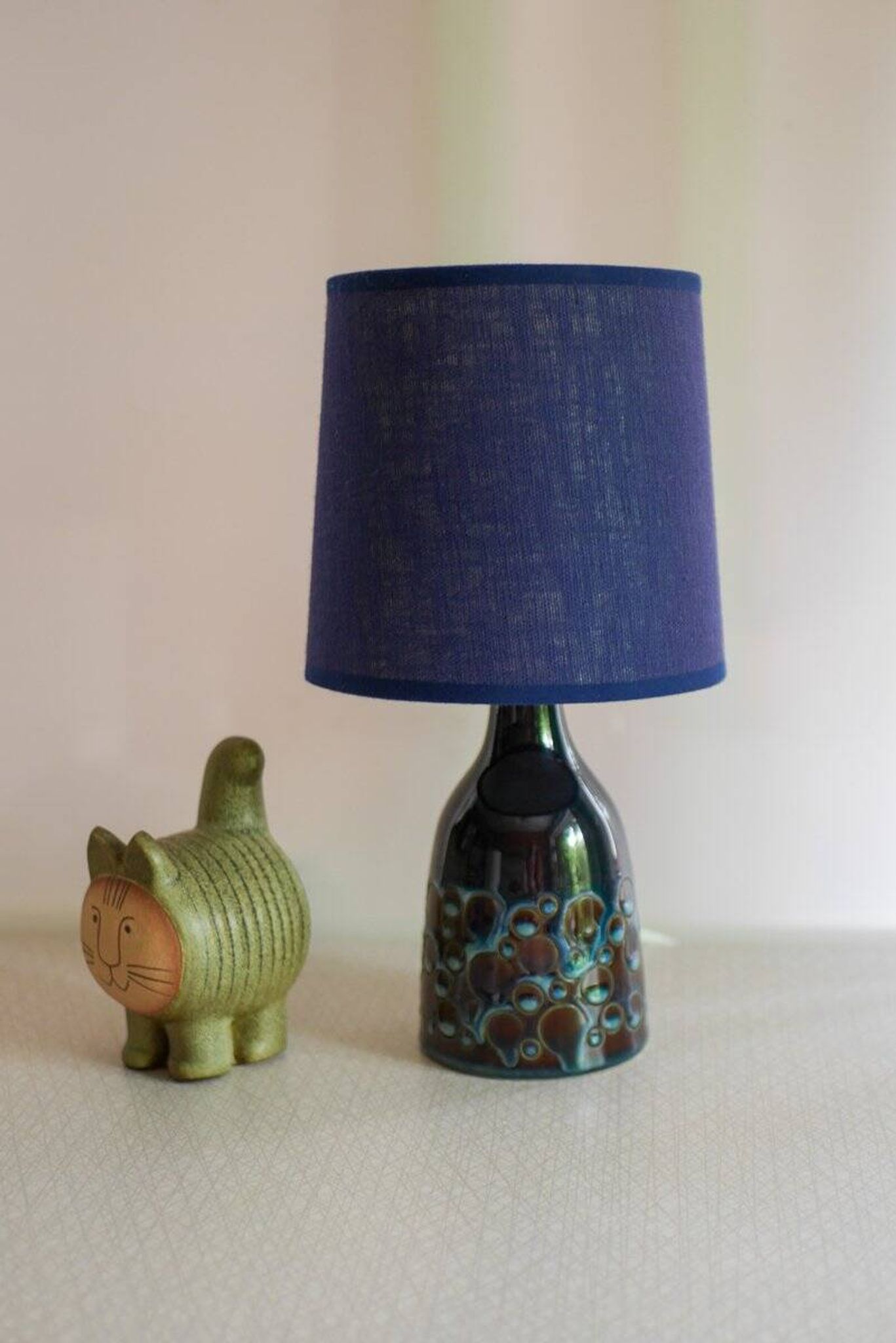 Mid-century modern pottery table lamp with candy glazing from Söholm, Denmark, 1960s