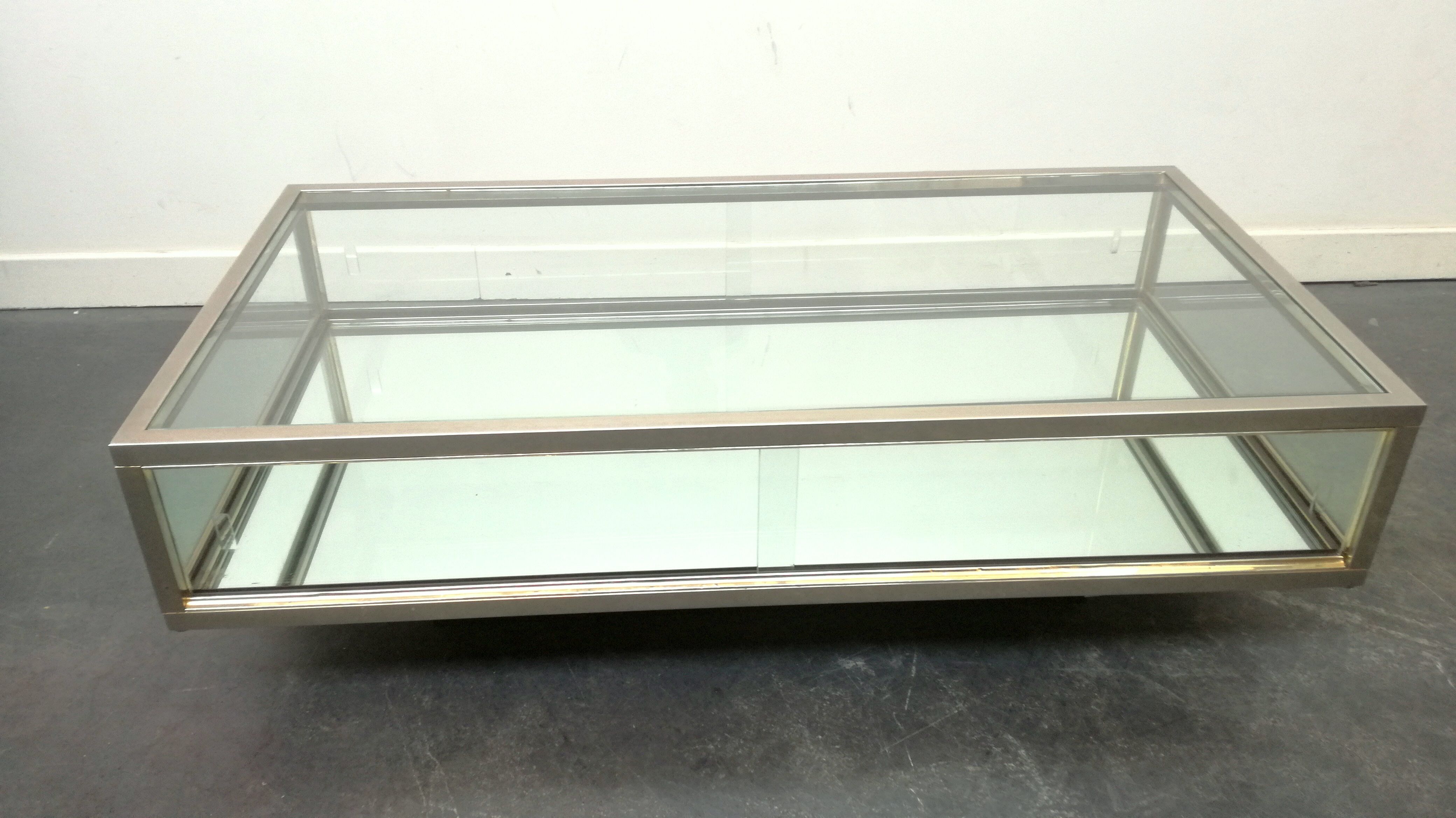 1970 chrome showcase coffee table