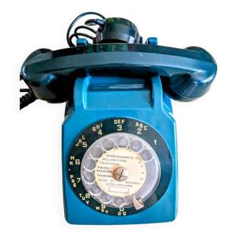 Vintage 80's Socotel S63 turquoise dial telephone