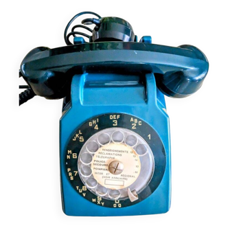 Téléphone à cadran vintage 80's Socotel S63 turquoise