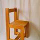 Cubist chair in solid pine - Brutalist style, 1970s