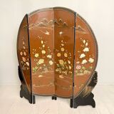 Chinoiserie and Black Lacquer Four-Panel Folding Screen Room Divider, 1930s
