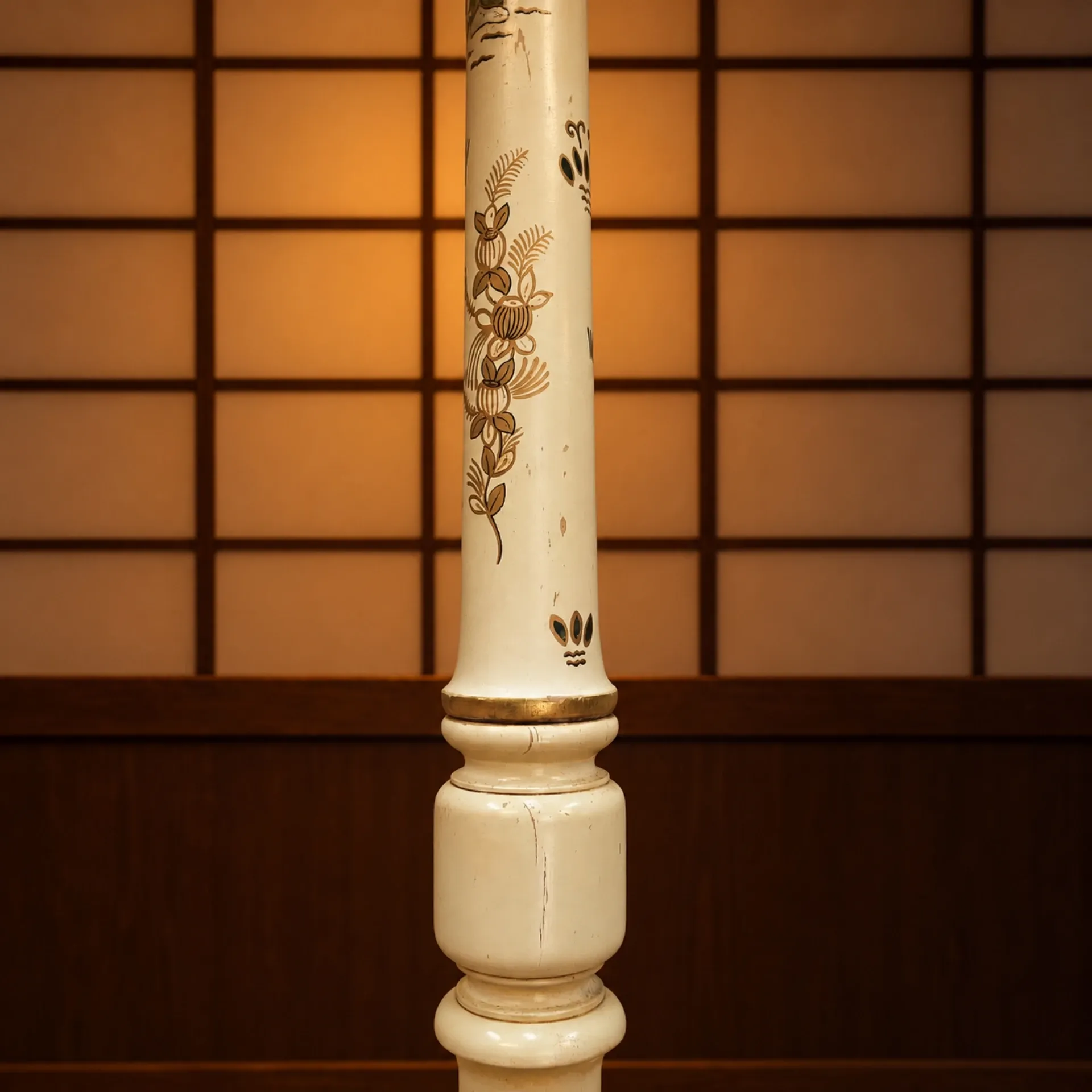 Antique Japanese handpainted floorlight white and gold (new shade)