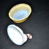 Portieux painted opaline glass hen candy box