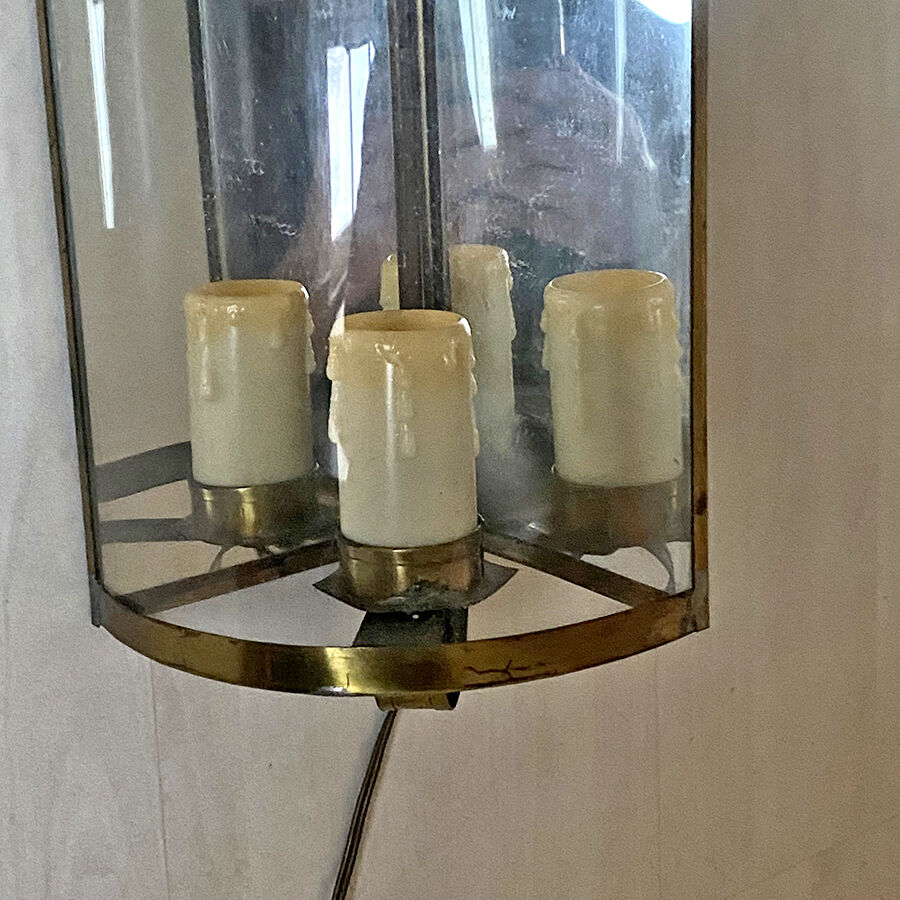 Vintage 50's golden metal corner lantern
