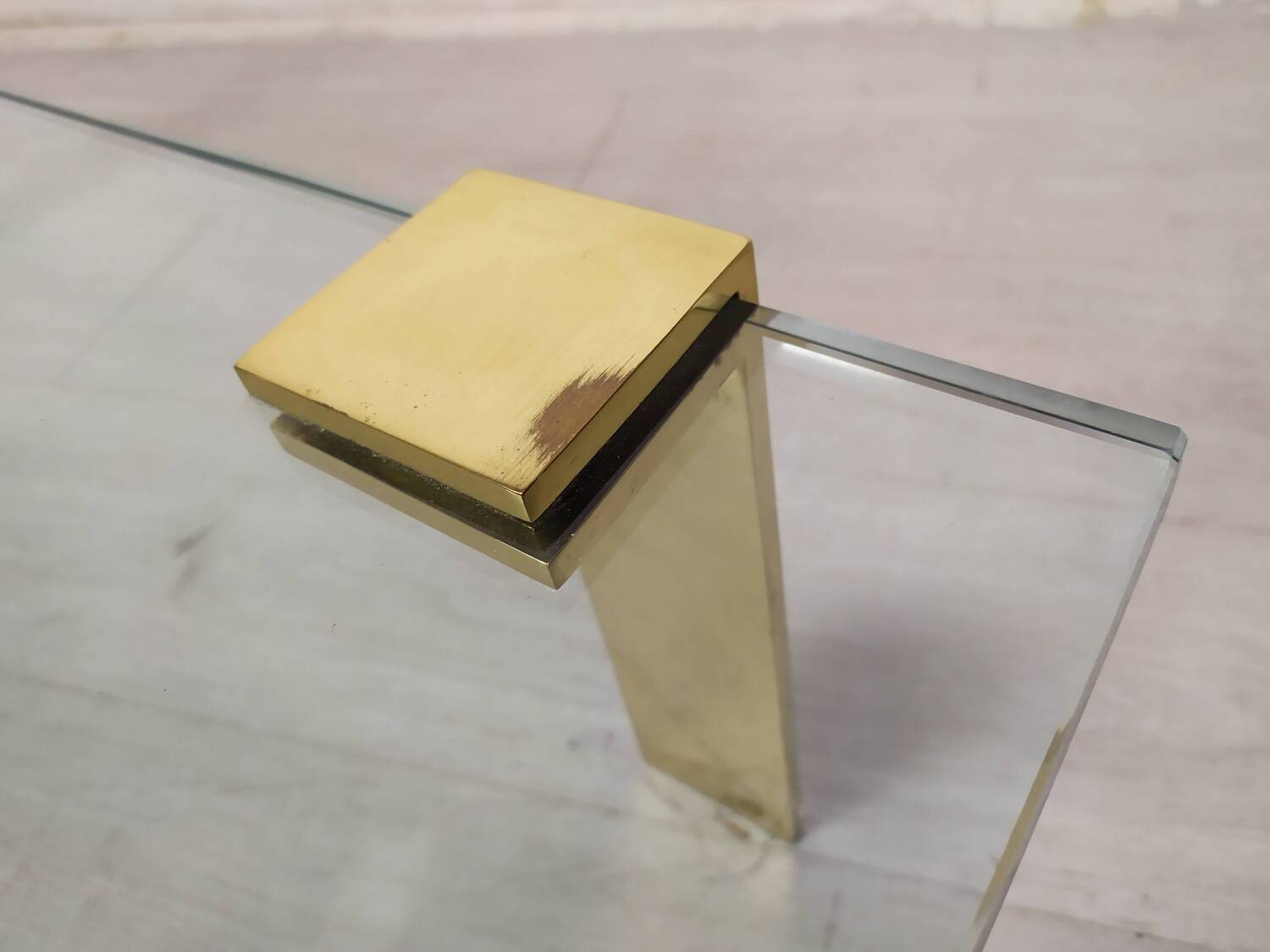 Coffee table glass brass gold