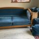 Jean Roche Vintage Wood and Velvet Sofa