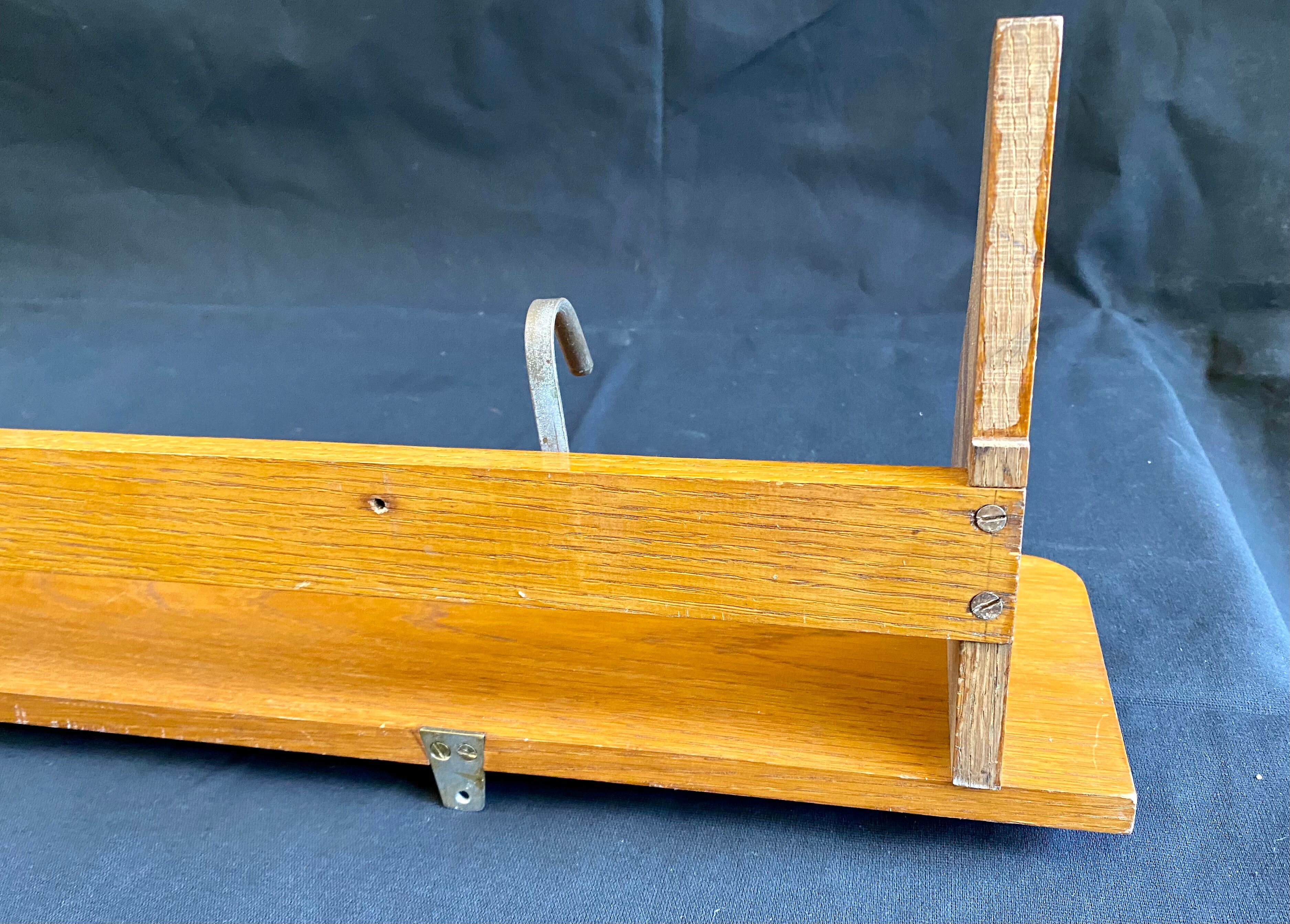 Kitchen shelf French artisanal work vintage 60s solid oak and copper