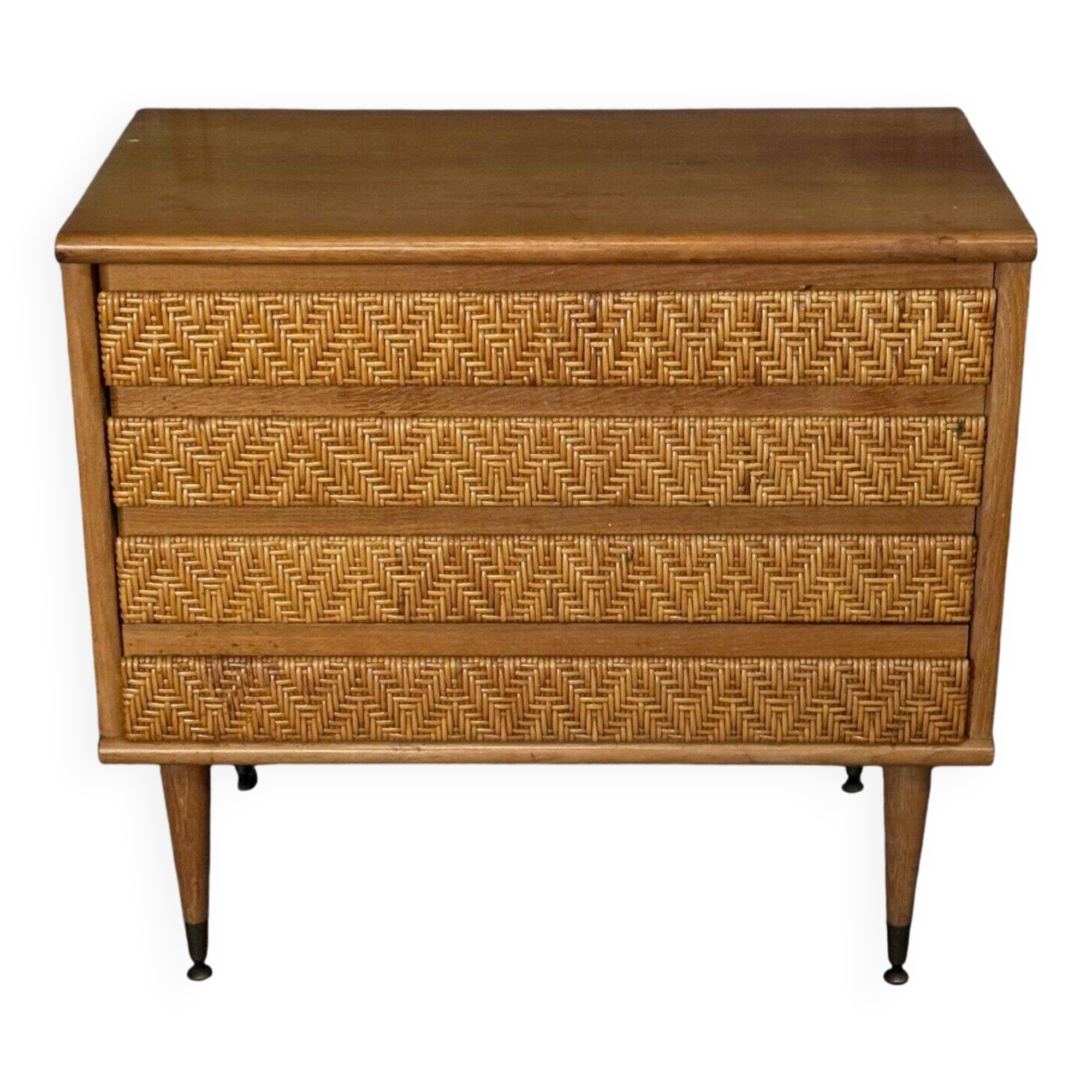 1960 rattan chest of drawers 4 drawers spindle legs