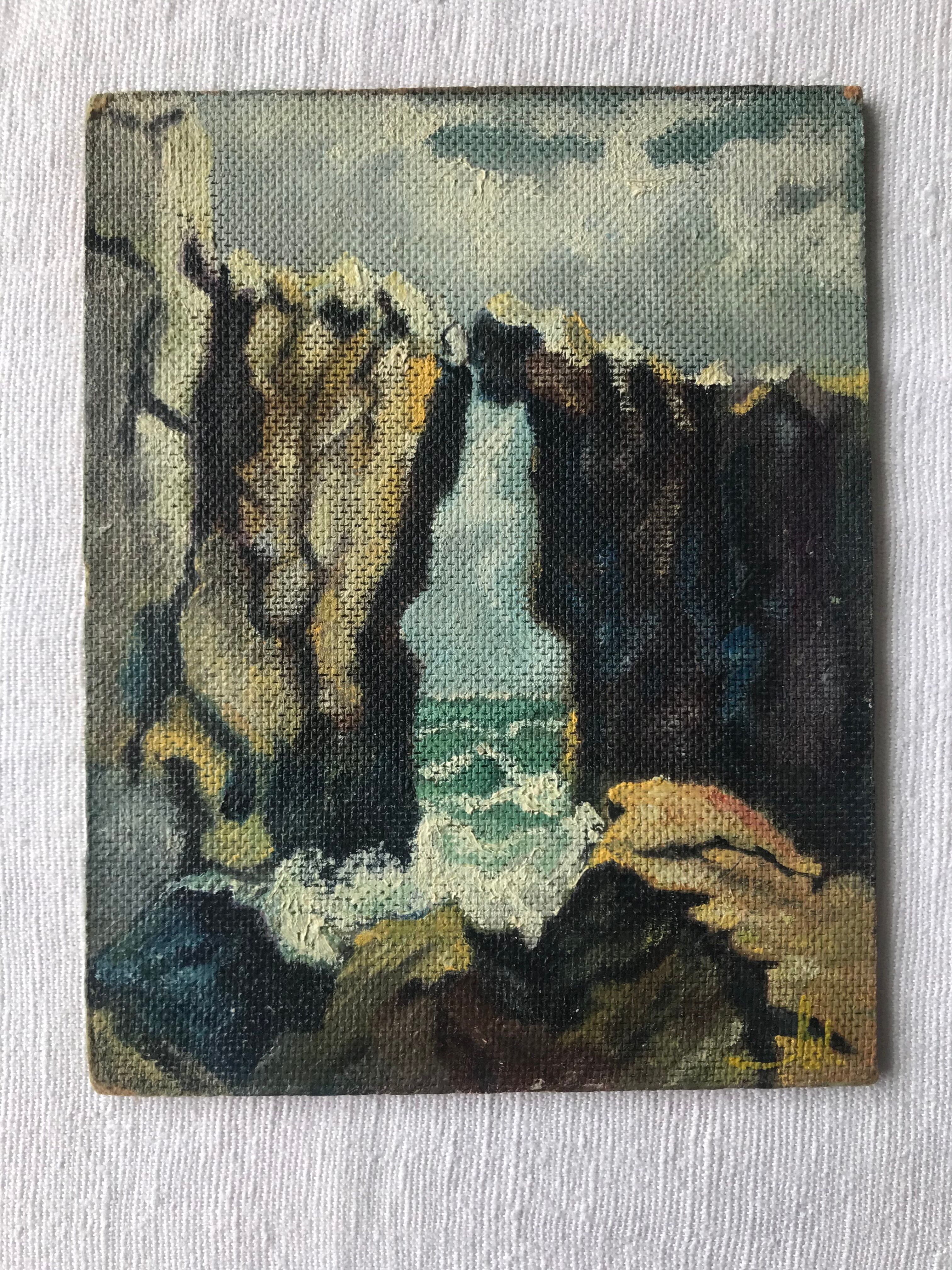 Oil table on panel Batz-sur-mer 1961, signed