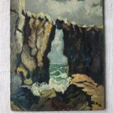 Oil table on panel Batz-sur-mer 1961, signed