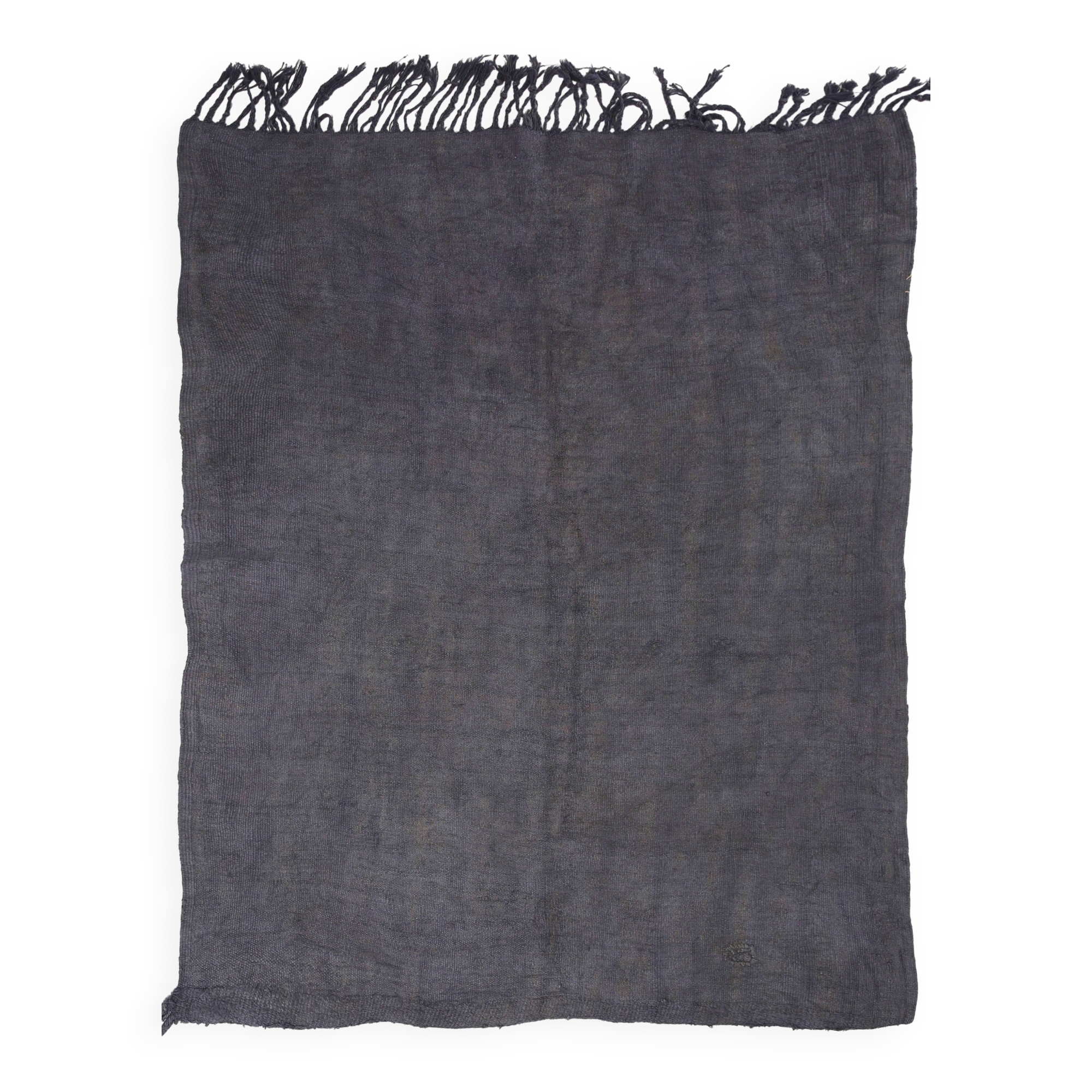 6x7 Charcoal Handwoven Anatolian Kilim Rug, 172x218 Cm