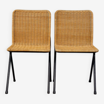 Ensemble de 2 chaises en rotin, Dirk van Sliedrecht, 1960