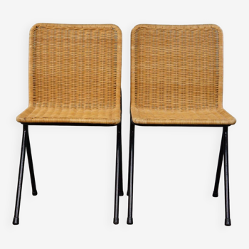 Set of two vintage rattan design chairs, Dirk van Sliedrecht, 1960s