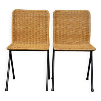 Set of two vintage rattan design chairs, Dirk van Sliedrecht, 1960s