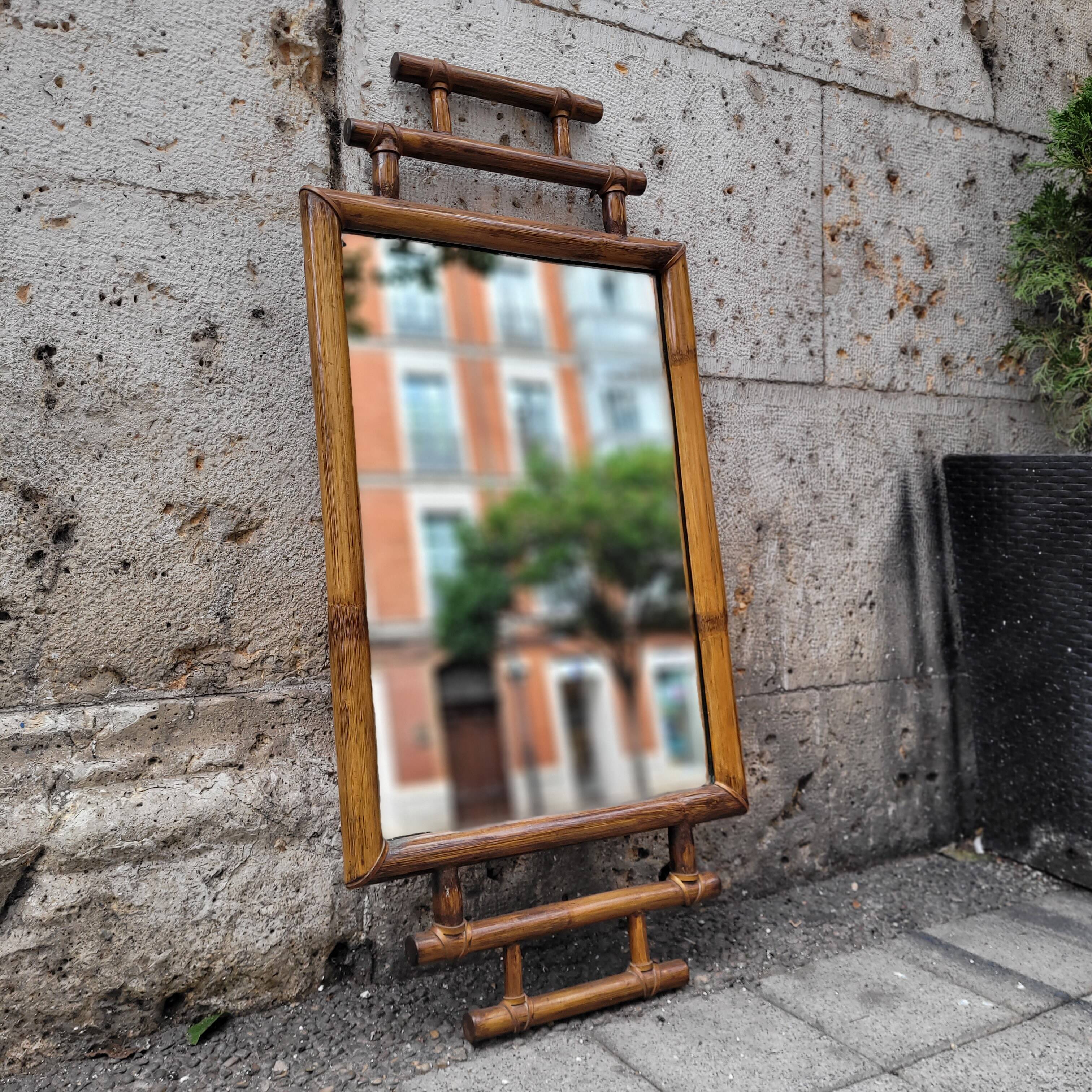 Colonial mirror with bamboo frame, 1900s - France